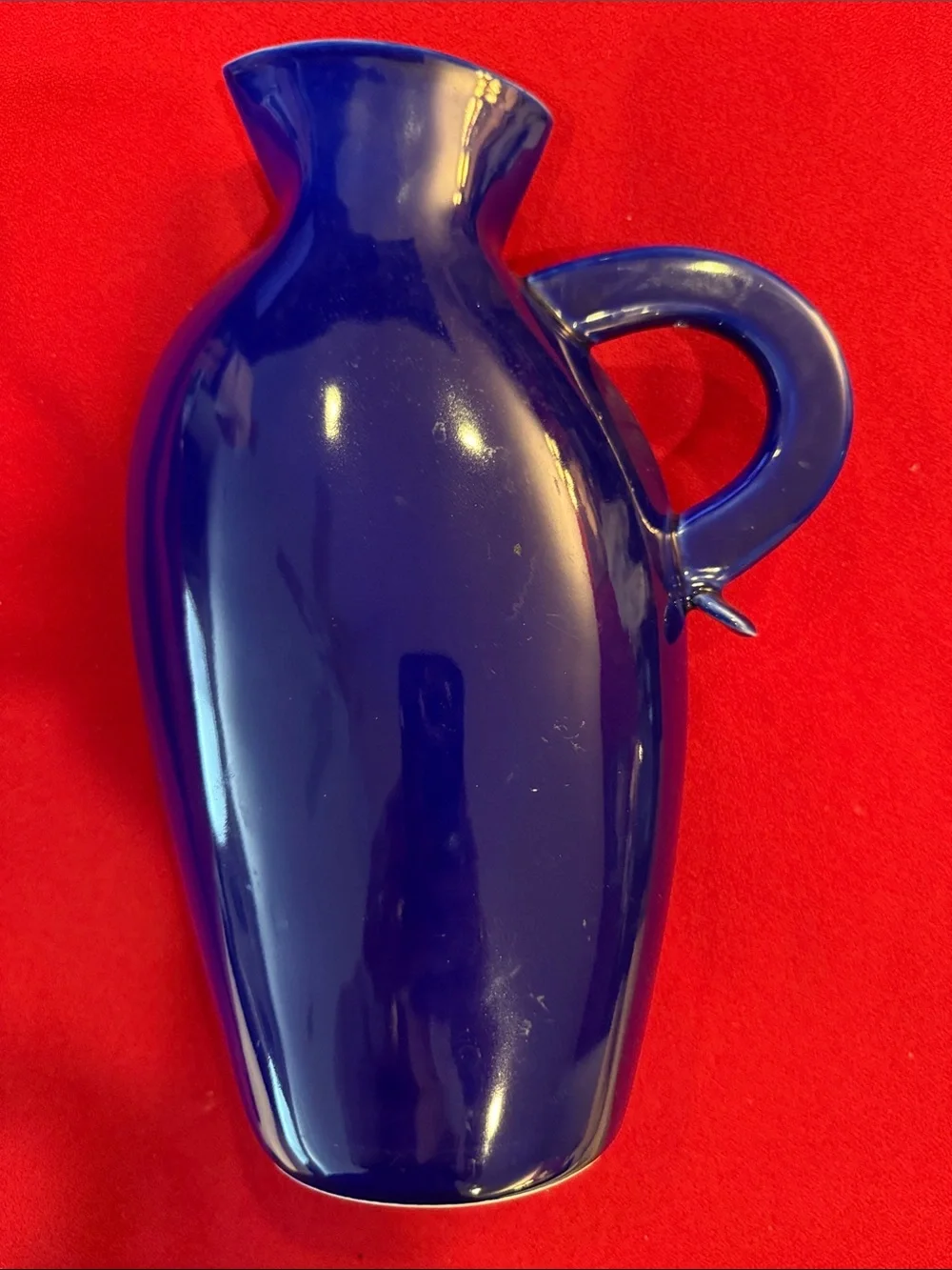 Cobalt Blue Ceramic Pitcher Vase - Decorative Home Accent vintage art deco Lindt